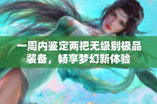 一周内鉴定两把无级别极品装备，畅享梦幻新体验