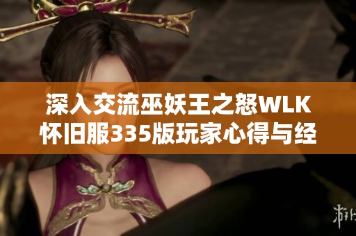 深入交流巫妖王之怒WLK怀旧服335版玩家心得与经验分享