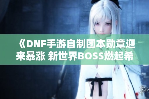 《DNF手游自制团本勋章迎来暴涨 新世界BOSS燃起希望》