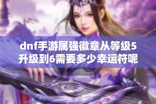 dnf手游属强徽章从等级5升级到6需要多少幸运符呢