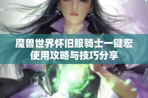 魔兽世界怀旧服骑士一键宏使用攻略与技巧分享